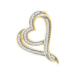 10kt Yellow Gold Womens Round Natural Diamond Heart Lov