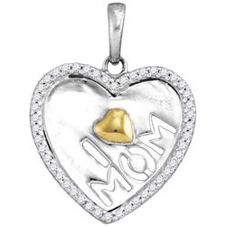 Sterling Silver Womens Round Diamond I Heart Mom Mother