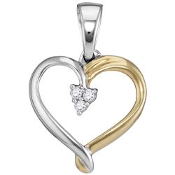 Two-tone Sterling Silver Womens Round Diamond Heart Clu