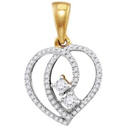 10kt Yellow Gold Womens Round Diamond 2-Stone Hearts To