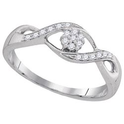 10KT White Gold 0.13CTW DIAMOND FLOWER RING