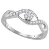 Image 1 : 10KT White Gold 0.13CTW DIAMOND FLOWER RING