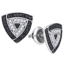 10KT White Gold 0.50CTW BLACK DIAMOND MICRO-PAVE EARRIN