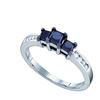 Image 1 : 10K White-gold 0.83CTW BLACK DIAMOND 3 STONE RING