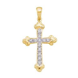 10KT Yellow Gold 0.15CTW DIAMOND LADIES CROSS PENDENT