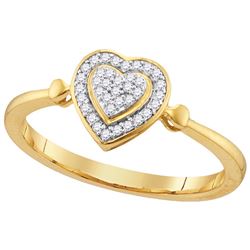 10kt Yellow Gold Womens Round Diamond Heart Love Cluste