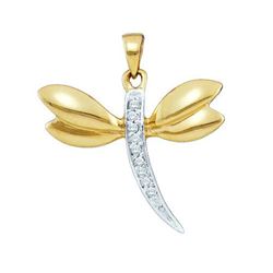 10KT Yellow Gold 0.03CTW ROUND DIAMOND LADIES BUTTERFLY