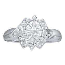 14KT White Gold 0.25CTW ROUND BAGGUETTE DIAMOND LADIES