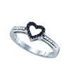 Image 1 : 10K White-gold 0.12CTW BLACK DIAMOND LADIES HEART RING