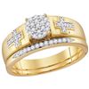 Image 1 : 10kt Yellow Gold Womens Natural Diamond Cluster Cross B