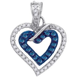 14K White-gold 0.26CTW BLUE DIAMOND MICRO-PAVE PENDANT