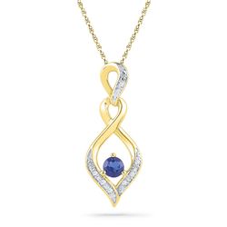 10kt Yellow Gold Womens Round Lab-Created Blue Sapphire