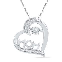 10kt White Gold Womens Round Diamond Mom Mother Heart L