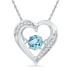 Sterling Silver Womens Round Lab-Created Blue Topaz Mov