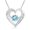 Image 1 : Sterling Silver Womens Round Lab-Created Blue Topaz Mov