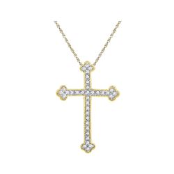 10kt Yellow Gold Womens Round Natural Diamond Cross Fai