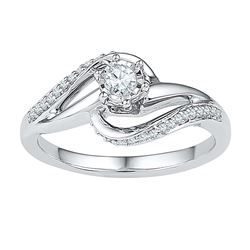 10kt White Gold Womens Round Diamond Solitaire Swirl Br