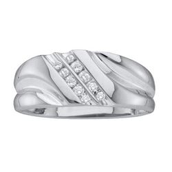 14KT White Gold 0.12CT DIAMOND MENS FASHION BAND