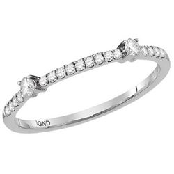 10kt White Gold Womens Round Diamond Single Row Stackab