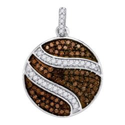 10KT White Gold 0.75CTW COGNAC DIAMOND MICRO-PAVE PENDA