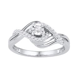 10kt White Gold Womens Round Diamond Solitaire Bridal W