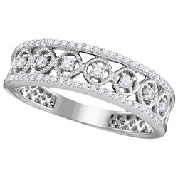 10kt White Gold Womens Round Natural Diamond Filigree F