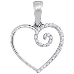 10KT White Gold 0.11CTW DIAMOND HEART PENDANT