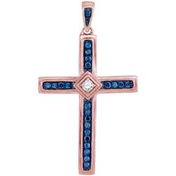 10KT Rose Gold 0.27CTW DIAMOND CROSS PENDANT