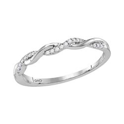 10kt White Gold Womens Round Diamond Stackable Band Rin