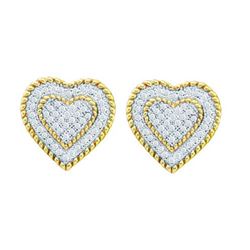 10KT Yellow Gold 0.33CTW DIAMOND HEART EARRINGS