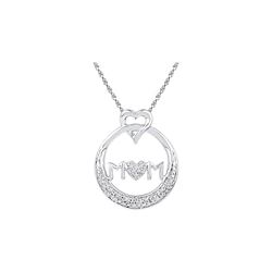 Sterling Silver Womens Round Diamond Mom Mother Circle