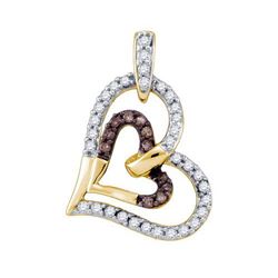 10KT Yellow Gold 0.30CTW COGNAC DIAMOND HEART PENDANT