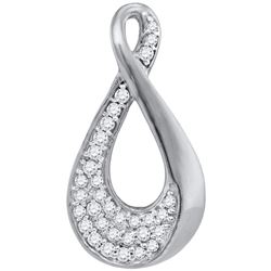 10kt White Gold Womens Round Diamond Teardrop Cluster P