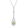 Image 1 : 10kt White Gold Womens Pear Lab-Created Green Peridot S