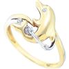 Image 1 : 10KT Yellow Gold 0.03CTW DIAMOND DOLPHIN RING