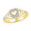 Image 1 : 10K Yellow-gold 0.12CTW DIAMOND FASHION HEART RING