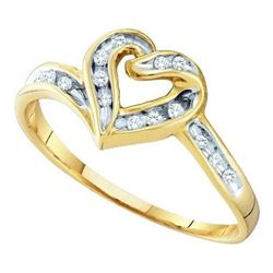 10KT Yellow Gold 0.08CTW DIAMOND LADIES HEART RING