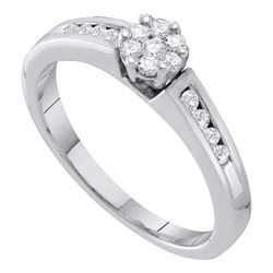 10KT White Gold 0.27CTW DIAMOND FLOWER RING