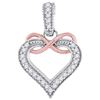 Image 1 : 10KT White Gold Two Tone 0.10CTW-Diamond HEART PENDANT