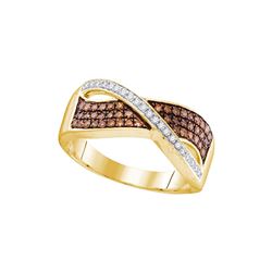 10kt Yellow Gold Womens Round Cognac-brown Colored Diam