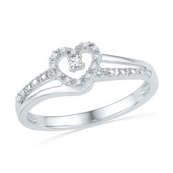 10KT White Gold 0.06CTW DIAMOND FASHION HEART RING