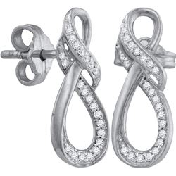 10kt White Gold Womens Round Diamond Infinity Screwback