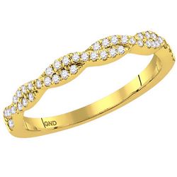 10kt Yellow Gold Womens Round Diamond Interwoven Stacka