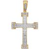 Image 1 : 10kt Yellow Gold Mens Round Diamond Roman Cross Religio