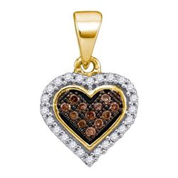 14K Yellow-gold 0.13CTW COGNAC DIAMOND MICRO-PAVE PENDA