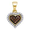Image 1 : 14K Yellow-gold 0.13CTW COGNAC DIAMOND MICRO-PAVE PENDA