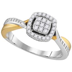 10KT White Gold Two Tone 0.21CTW DIAMOND FASHION RING