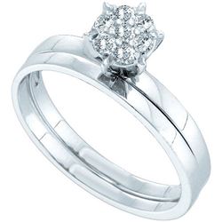 10KT White Gold 0.15CTW ROUND DIAMOND BRIDAL SET