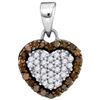 Image 1 : 10KT White Gold 0.33CTW COGNAC DIAMOND MICRO-PAVE PENDA