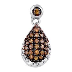 10KT White Gold 0.17CTW DIAMOND COGNAC PENDANT